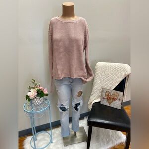 Moon & Madison pale pink tie back sweater